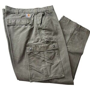 Carhartt Rugged Flex Canvas Work Pants Mens 40x29 Gray Relaxed Fit Utility